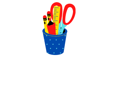  image of school supplies including scissors, pencils and a ruler